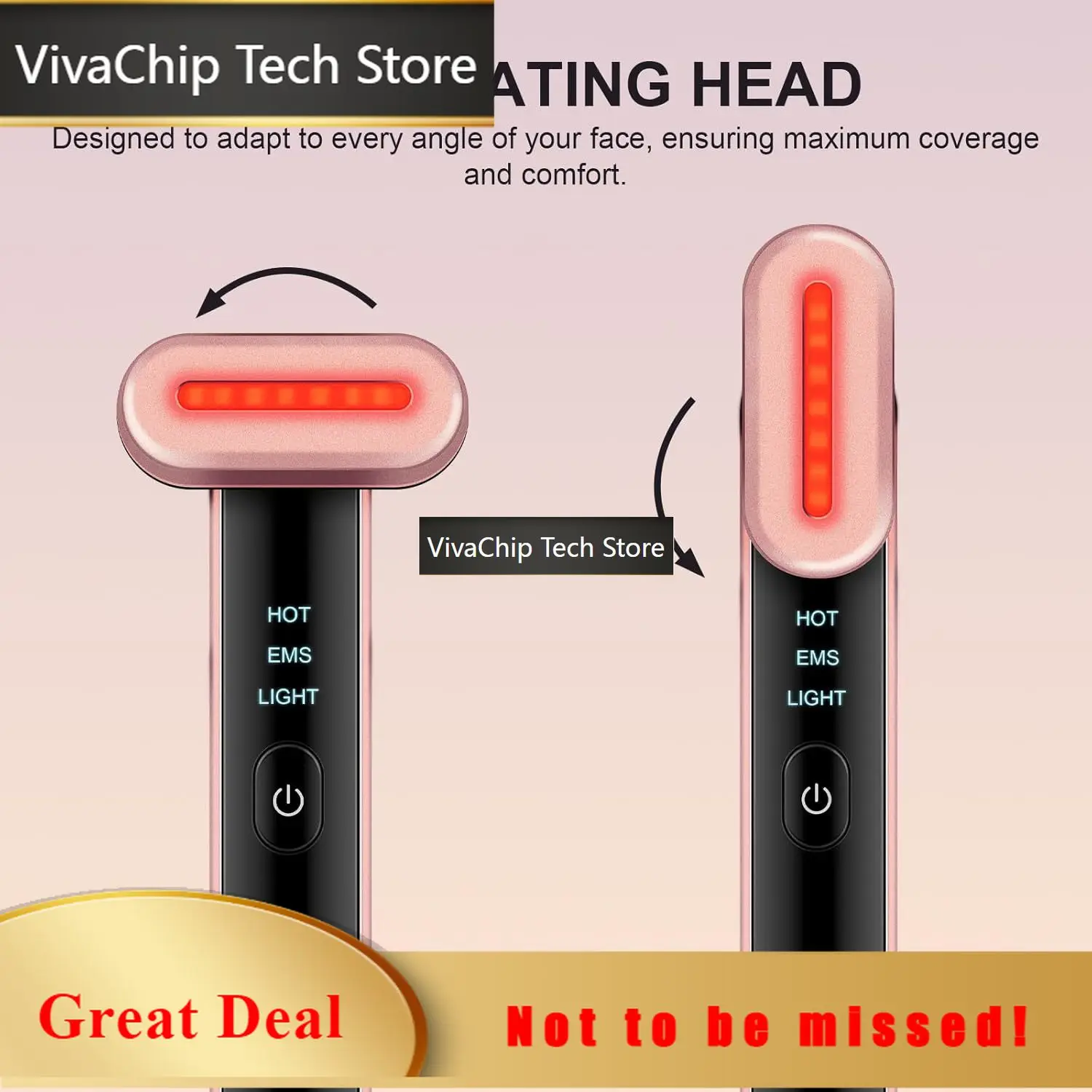 VivaCTSmart Library Red Light 18Rotating Head Microcurrent Facial Sculptor 7Color Led 42CHot Compress Usb Type C