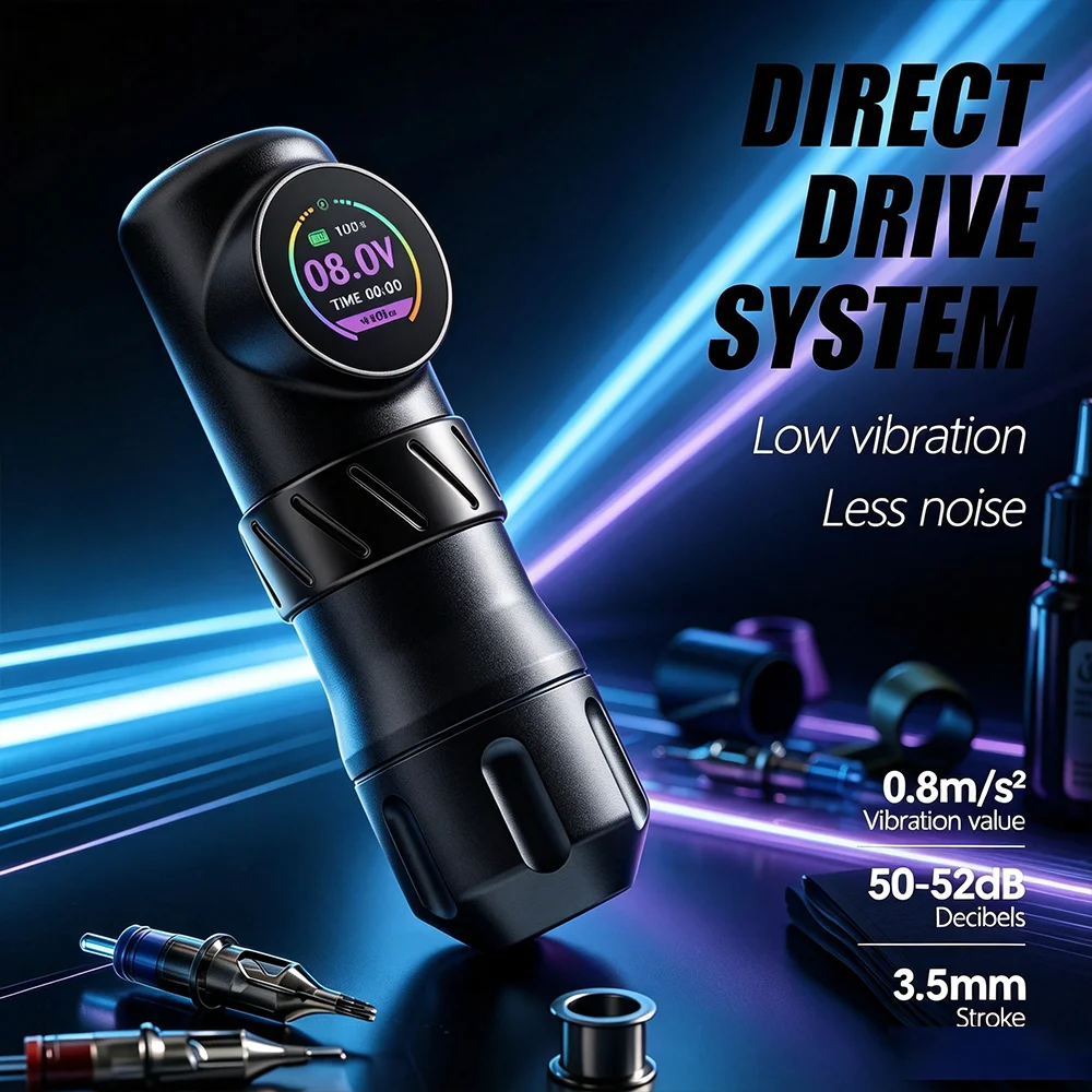 T-Rex Tattoo Pen Direct Drive Motor 3.5mm Stroke 1900mAh Battery Tattoo Machine With 10Pcs Random Tattoo Cartridge Needles
