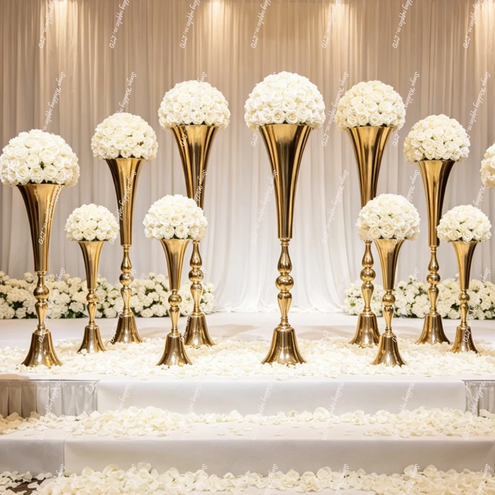 

10pcs)69-100cm)Wedding Props Table, Candlestick, Gold and Iron Vase, Road lead Flower Arrangement stand Table Wedding centerpiec