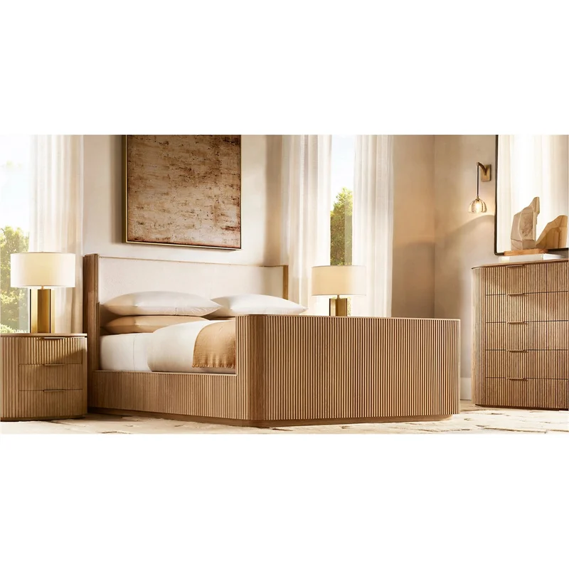 

/American country solid wood bed Byron fabric masking bed master bedroom oak wedding bed French retro double 1.8 meters