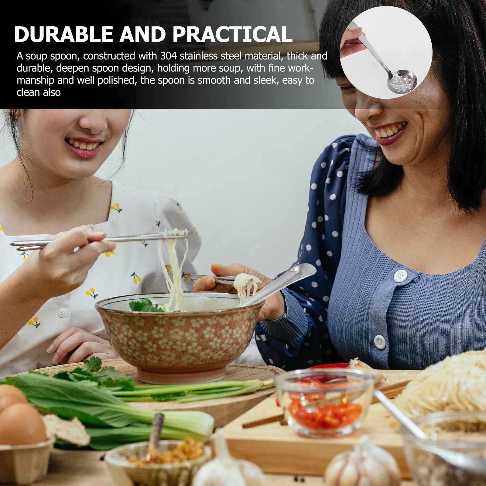 

Stainless Steel Soup 304 Food Grade Thickened Mirror Polish One Piece Forging Long Handle Hot Pot Spoon Kitchen Cutlery