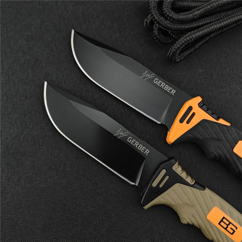 Tactical Non-slip Rubber Plastic Handles 8CR13MOV Blade Hunting Full Tang Survival Self Defense EDC Tools Camping Knives