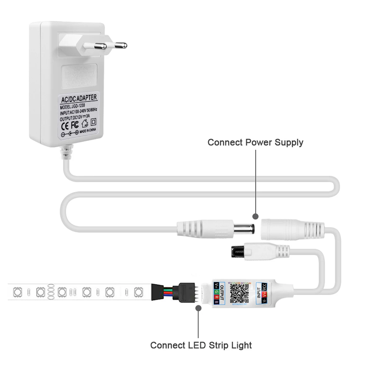 DC12V 4-pinowy kontroler LED Bluetooth APP RGB z 24-klawiszowym pilotem na podczerwień lub aplikacją Bluetooth do 4-pinowego oświetlenia taśmy LED