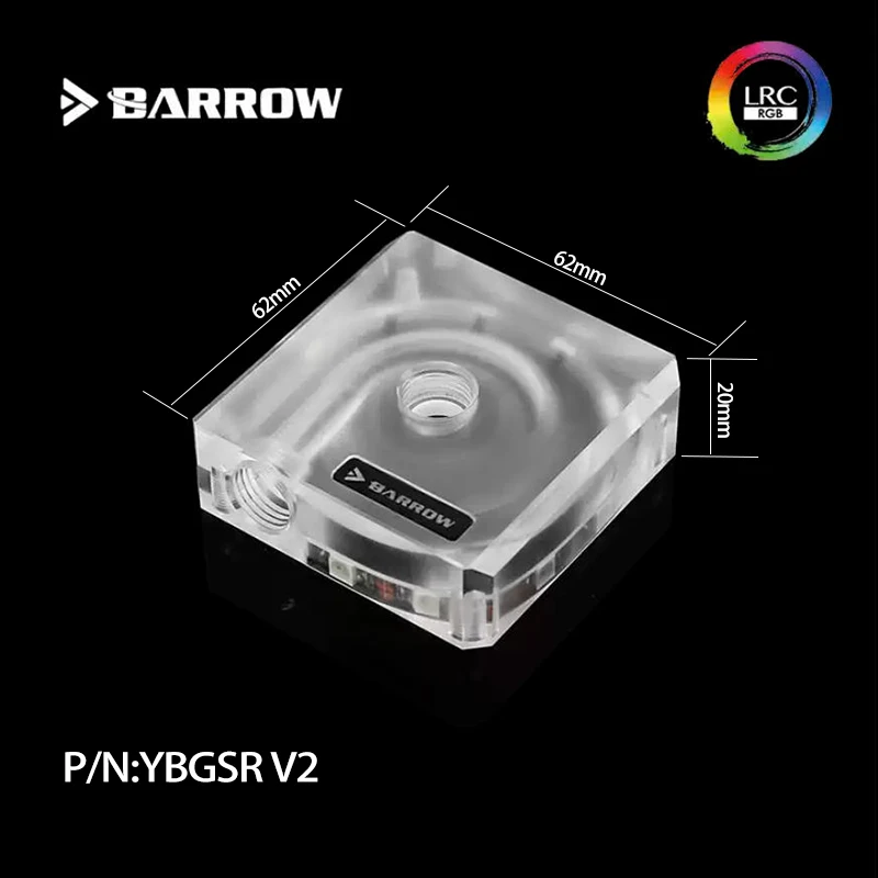 

Barrow Water-cooled Modified Acrylic DDC Water Pump Cover LRC Version 2.0 with Light Support for Connecting Motherboard YBGSR V2