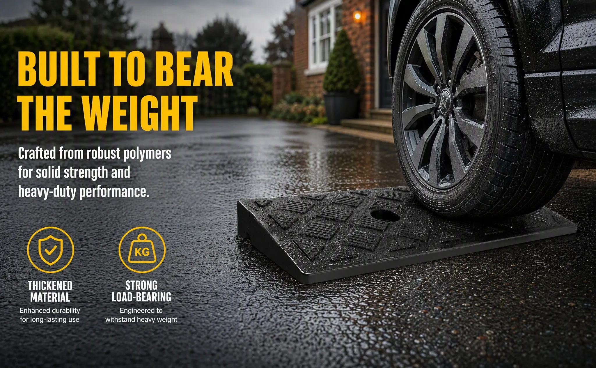 Heavy Duty Threshold Ramp Curb Mat – 2pcs Non-Slip Rubber Ramp for Wheelchair, Bike, Motorcycle, Indoor & Outdoor