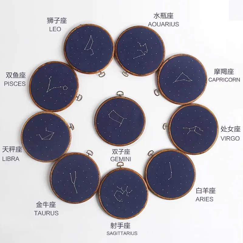 Twelve Constellation Embroidery. Diy Handmade Constellation Material Bag Adult Beginner Embroidery European Fabric Handmade Gift