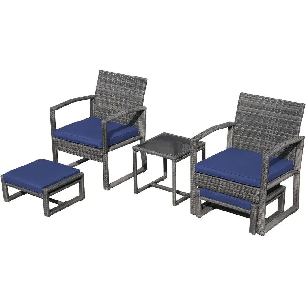 Outdoor Garden Table and Chairs , All Weather Grey  Rattan Chair and Ottoman Footstool SetOutdoor Garden Furniture Sets