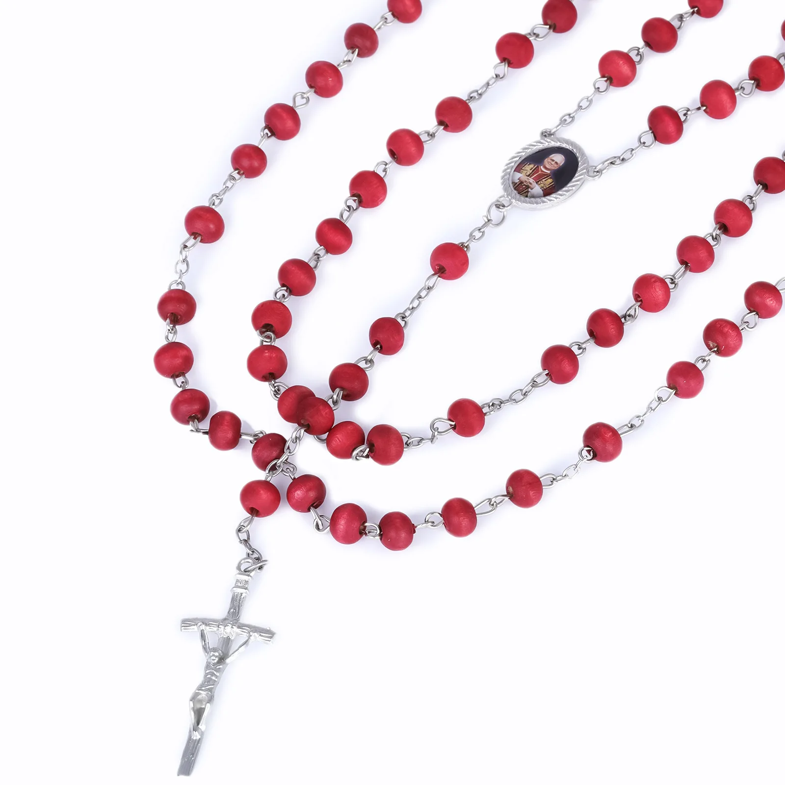 6/12/20/60 Sets Papst-Franziskus-Rosenkranz-Geschenke, rote Perlen, katholischer Rosenkranz mit Papst-Box für Taufe und Gebet – Detail 6