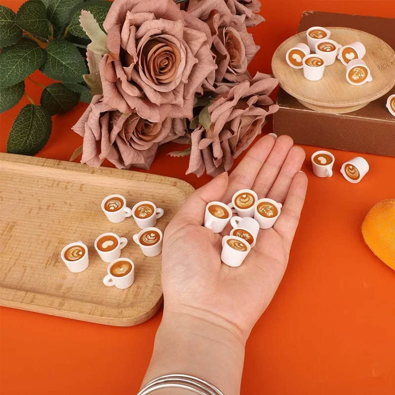 10 قطع من أكواب القهوة المصنوعة من الراتنج الصغيرة، كوب قهوة مصغر لطيف لمشاريع الحرف اليدوية ومستلزمات تزيين المنزل والمناظر الطبيعية الصغيرة