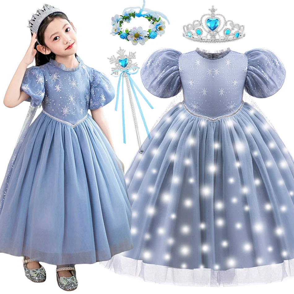 Snow Queen Elsa Dress for Girls Costumes Kids Birthday Party Cosplay Princess Ball Gown Carnival Christmas Party Fancy Clothing