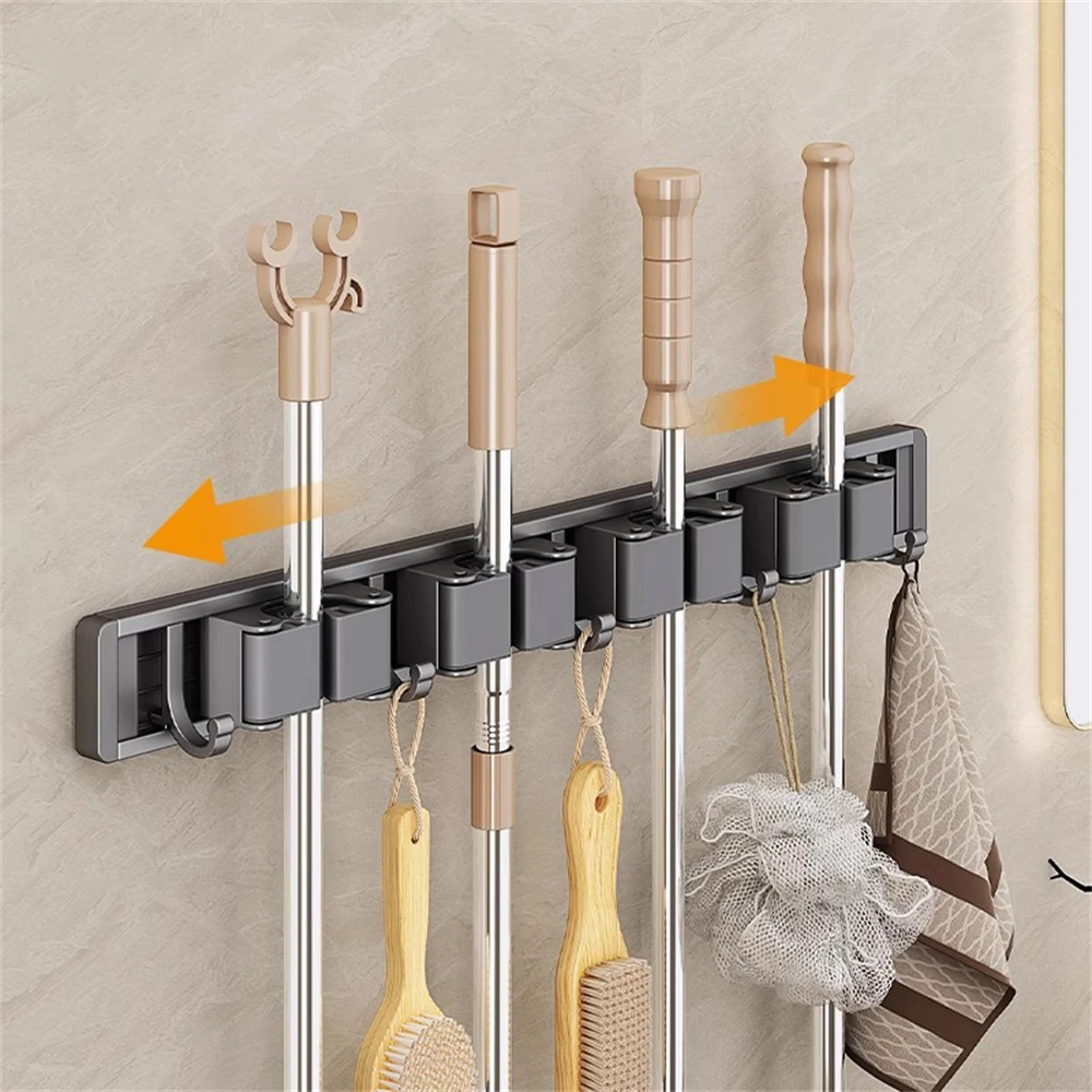 Toilet Kitchen Storage Rack Mop Clip Rack Artifact Mop Wall Clip Broom Mop Hook Buckle Home Accessories