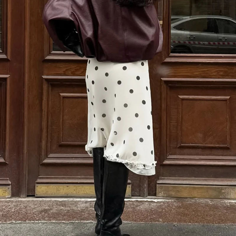 Summer Polka Dot Skirts Women Fashion See Through Printed Skirts Casual Party Club Streetwear Female Midi Skirts Y2K