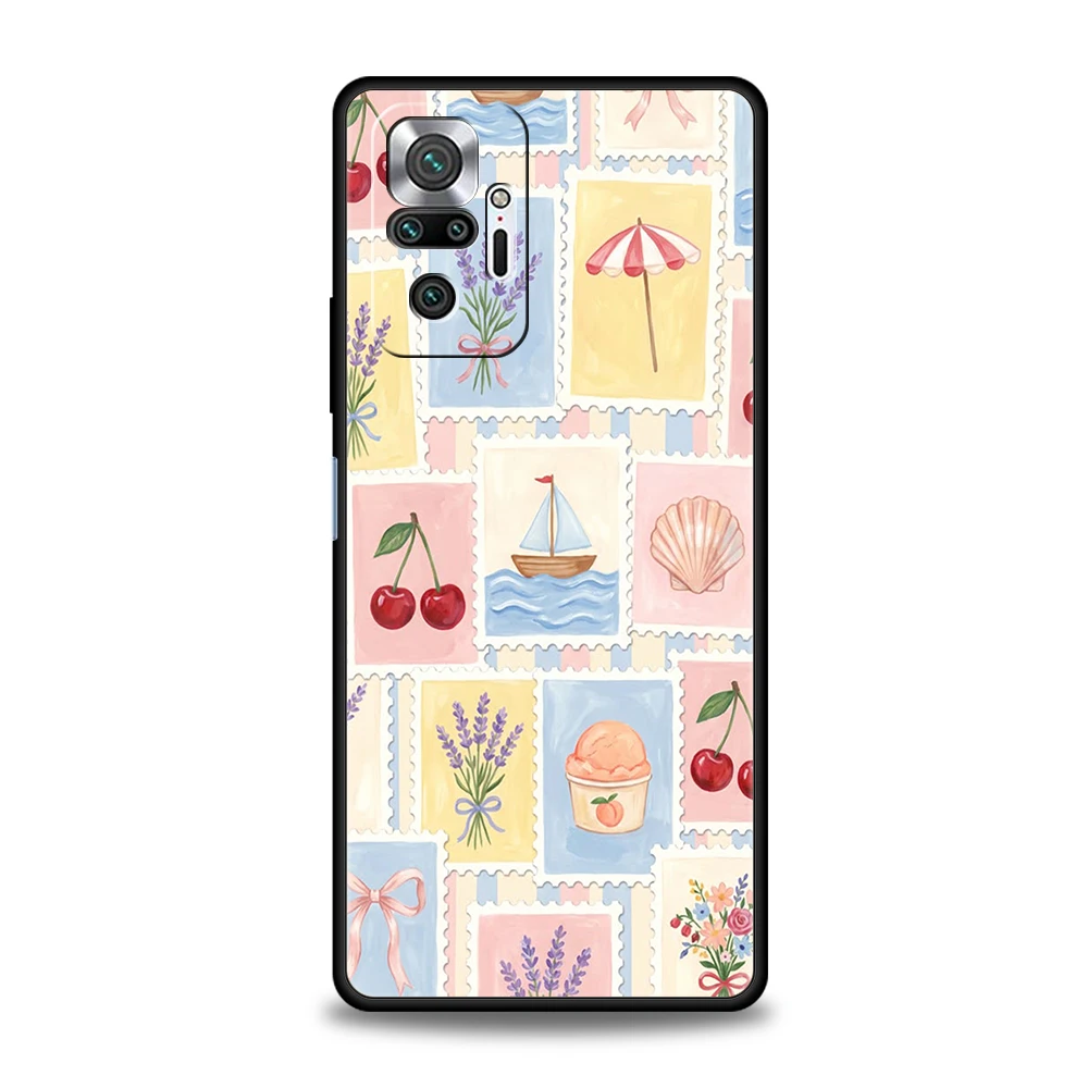 Present Phone Case Cover for Redmi 14C 13C 10C Note 15 14 13 12 11 10 K40 K50 Pro Plus 5G Soft TPU Fruit Flower Shell Collection