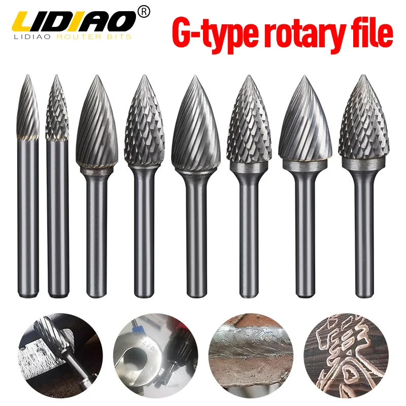 

LIDIAO 6mm Rotary Tool Wood Cutting Carbide Carving Bit Metal Burr Grind Erengraving Milling Cutter High Quality Abrasive Tool