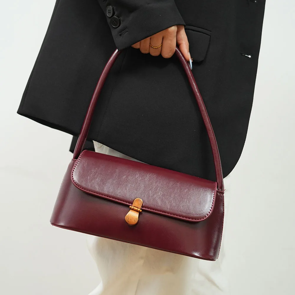 

Новая модная однотонная кожаная сумка через плечо в винтажном стиле, женские сумки на плечо, минималистичный дизайн, ручные сумки для женщин