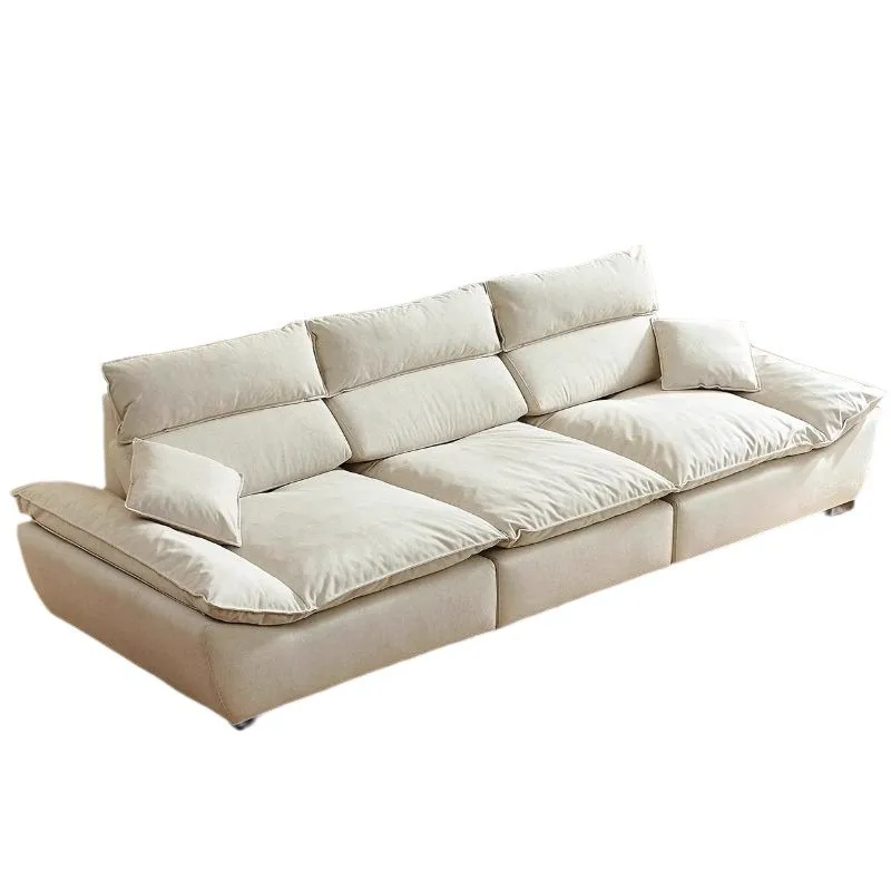Backrest adjustable sofa, living room large seat deep anti cat scratch cream wind sofa