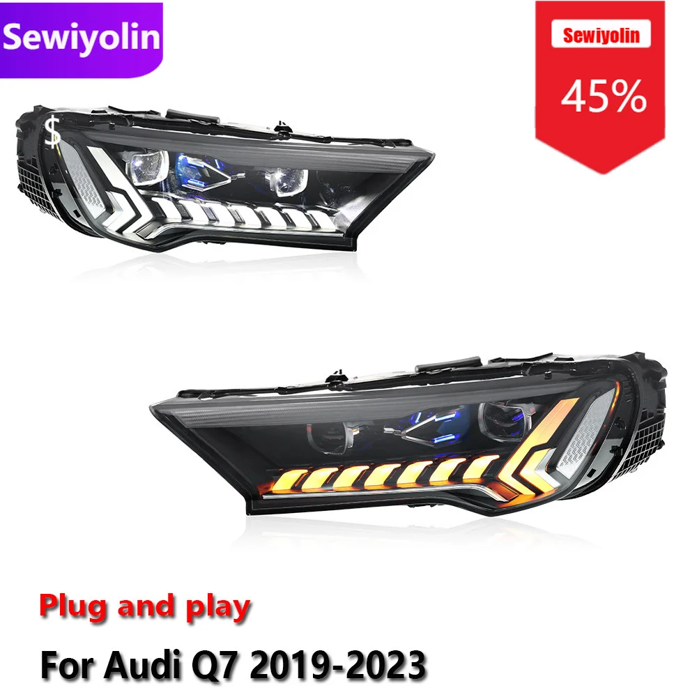 

Car DRL LED Headlight Assemblies For Audi Q7 2019-2023 Fog DRL Brake Turn Signal Lamp Plug And Play