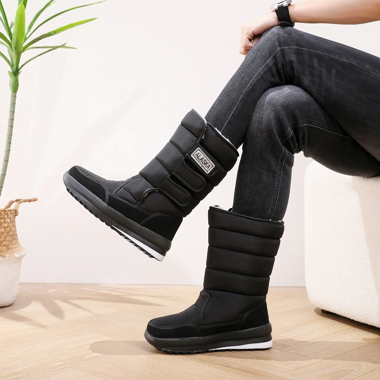 -40c New Winter Mid-calf Mensoft Soles Fleece-lined Thickened Thick-soled Non-slip Outdoor Casual Cotton Snow Boots