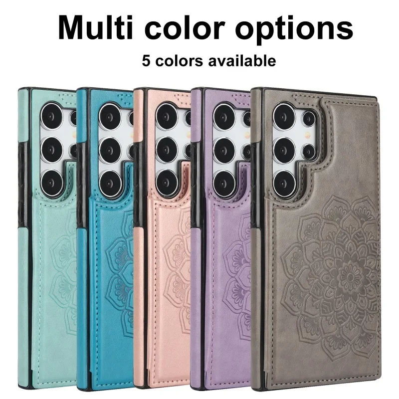 جراب هاتف جلدي قلّاب مع حامل بطاقة ، غطاء محفظة ، Samsung Galaxy S23 FE S24 Ultra S22 S21 Plus A15 A14 A54 A13 A33 A53 #6