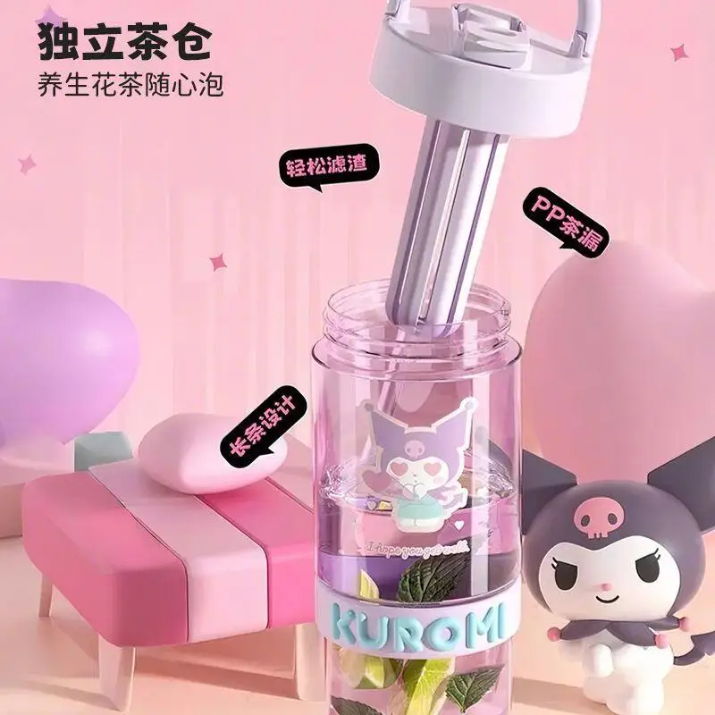 

Sanrio Plastic Water Cup Hello Kitty Kuromi Cold Drink Cup Cute Anime Cartoon Student Child Campus Adult Outdoors Portable