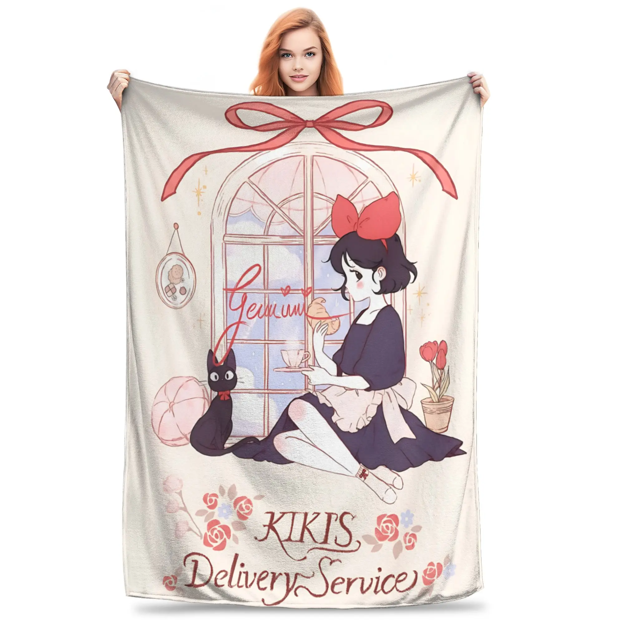 1PC Anime Kikis Delivery Services  home room decorations Winter Blankets for Adults Bedding Home Interior Sofa Knee