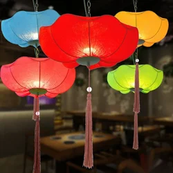 New Chinese Classical Lotus Lantern Red Lantern Pendant Chinese Style Hot Pot Shop Restaurant Fabric Flower Lantern Decoration