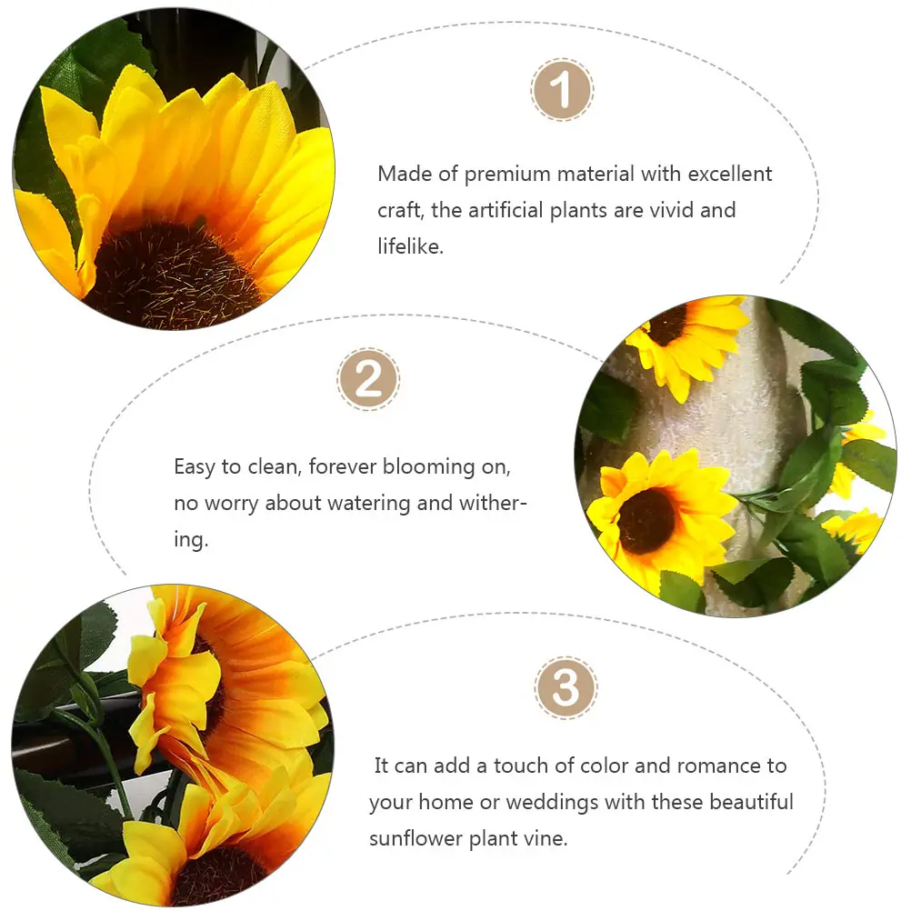 

Artificial Sunflower Rattan Garland Decor Silk Wedding Pendant Party Wreath Home Wall Door Mirror Fence Windowsill