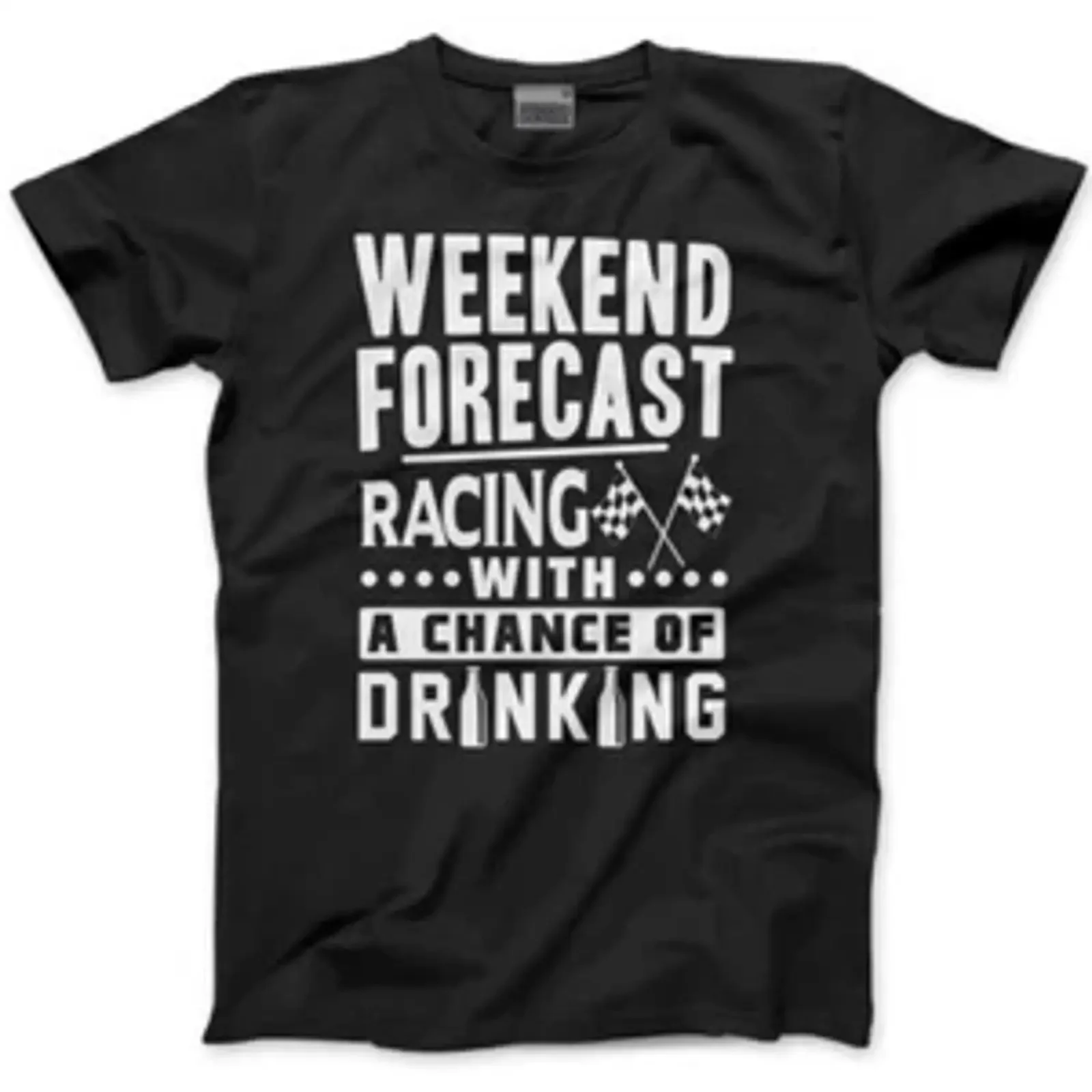 Weekend Forecast Racing With a Chance Of Drinking Men's T Shirt vintage Washed streetwear homme Unisex Top For Everyday Wear