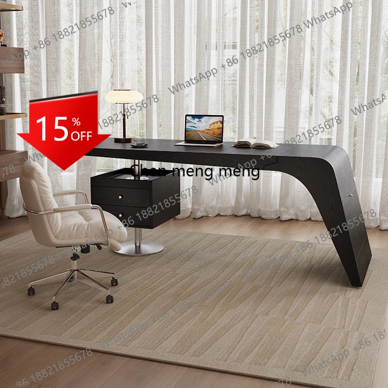 

Italian light luxury solid wood desk household high-end saddle leather desk writing desk modern minimalist table