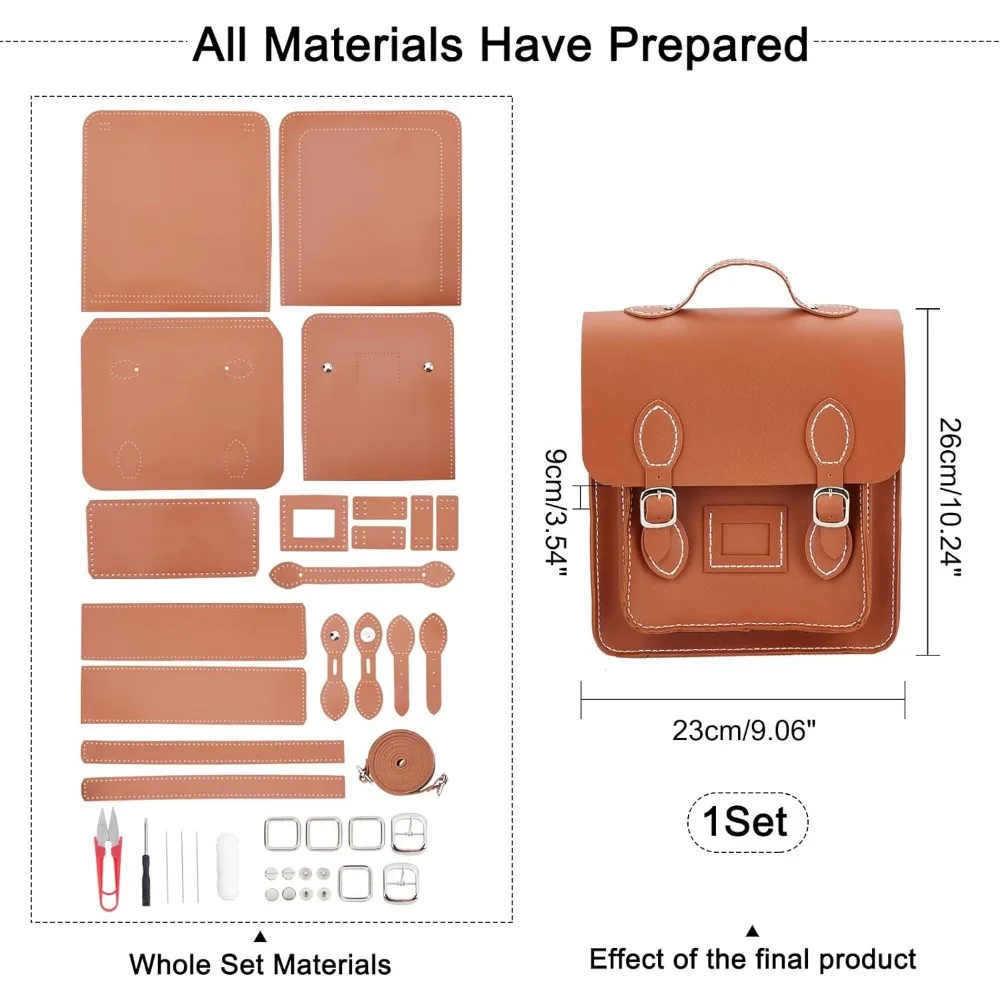 39pcs DIY PU Leather Shoulder Bag Making Set Knitting Crochet Bag Hand Sewing All Materials Handmade Backpack Purse Making