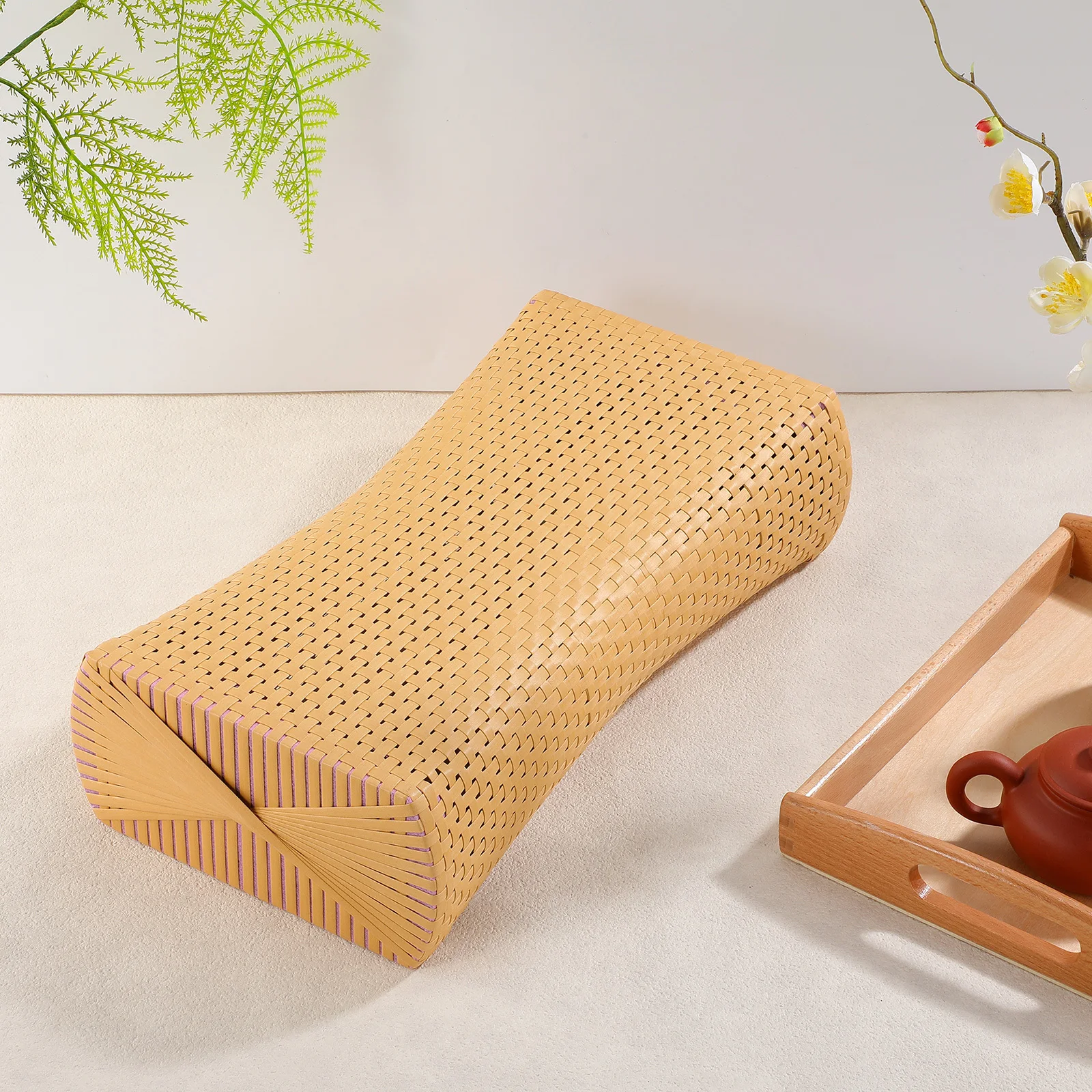 

Sauna Pillow Simulated Rattan Neck Cushion Breathable Cervical Support Pillow For Bed Spa Relaxation Elderly Home Use