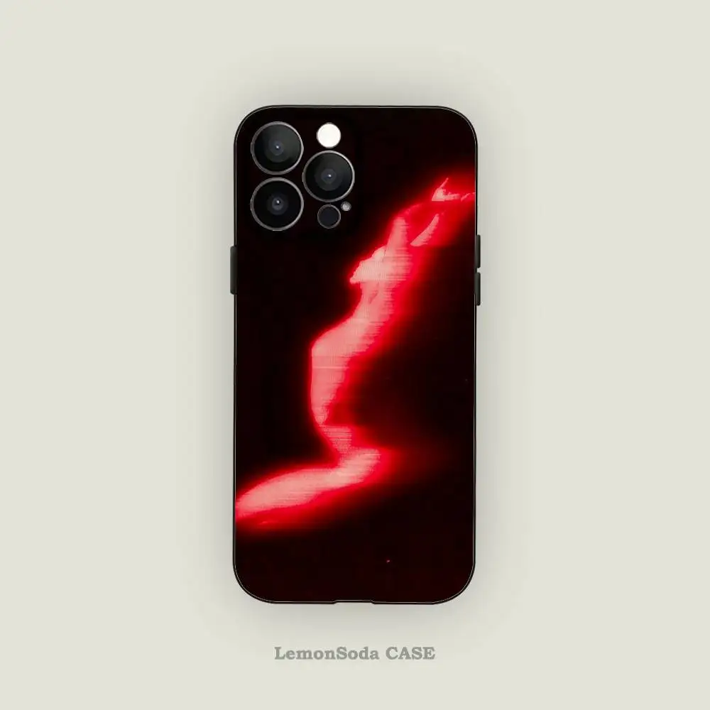 

Red Neon Figure Flow Phone Case Black Silicone Matte Phone Case For Iphone 17 Air 16 15 14 13 12 11 Pro Max TPU Soft Case