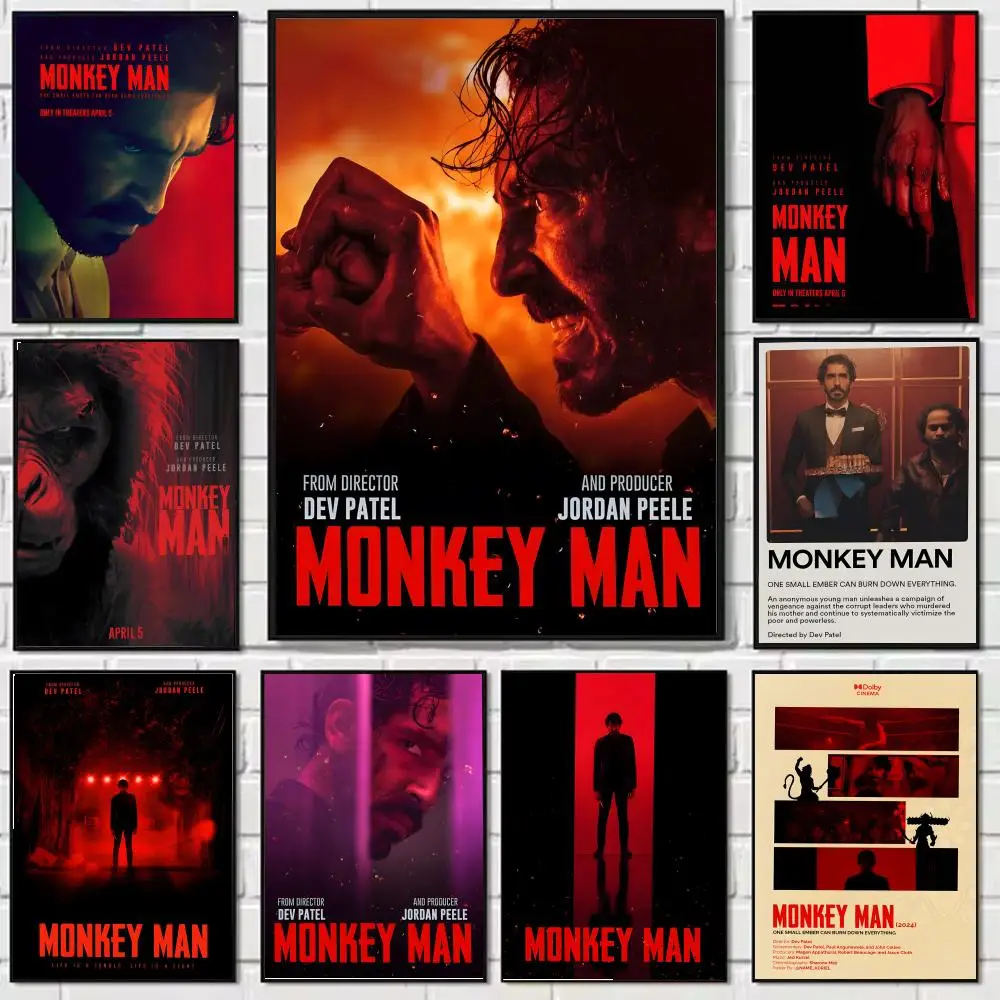 M-Monkey Man لوحة فيلم مثيرة للخط قماشية: تجعد مجاني مقاوم للماء ومتين لجميع الفضاء لتزيين الحائط
