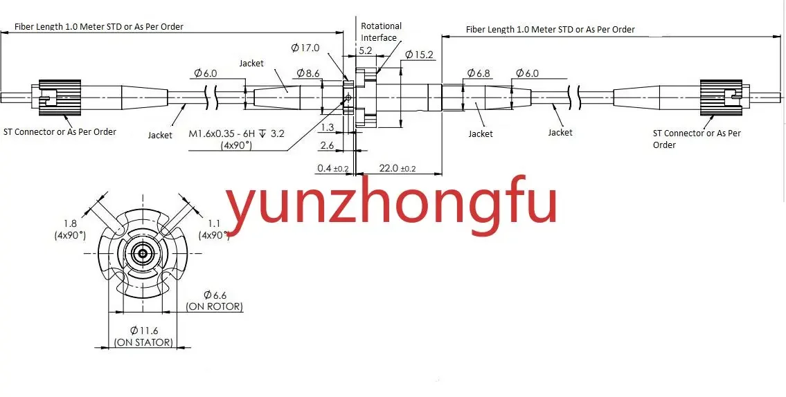 For Fiber Optic  Rotary Joint Signal Slip Ring with IP68 2000 Rpm Working Speed for,for Cardiovascular Detector (OCT)