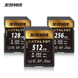 EXASCEND U3 V60 SD Card High Speed Memory Card for Camera 128GB 256GB 512GB UHS-II 4K C10 SDXC Storage Card Up to 280Mb/s for