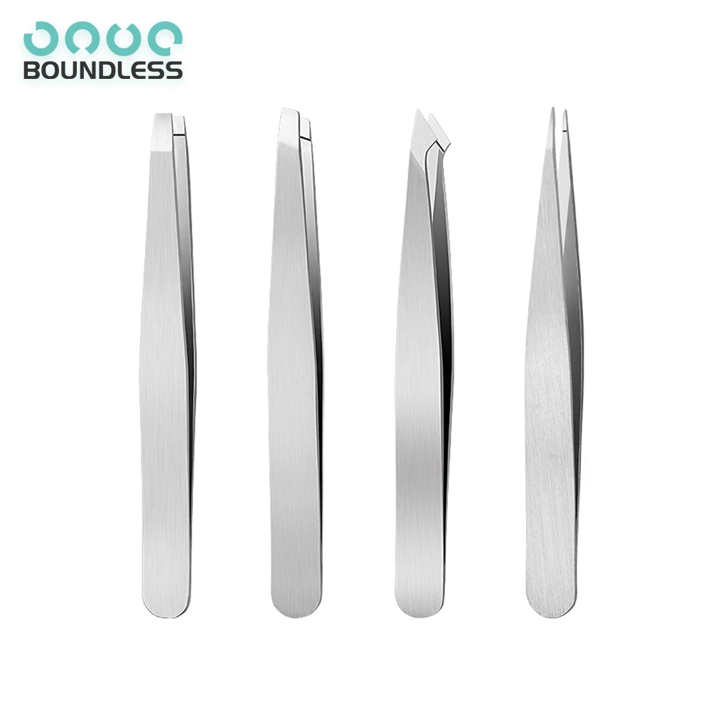 4Pcs 전문 스테인레스 스틸 눈썹 족집게 얼굴 자란 머리 스플린터 여드름 제거 트리밍 메이크업 속눈썹 도구