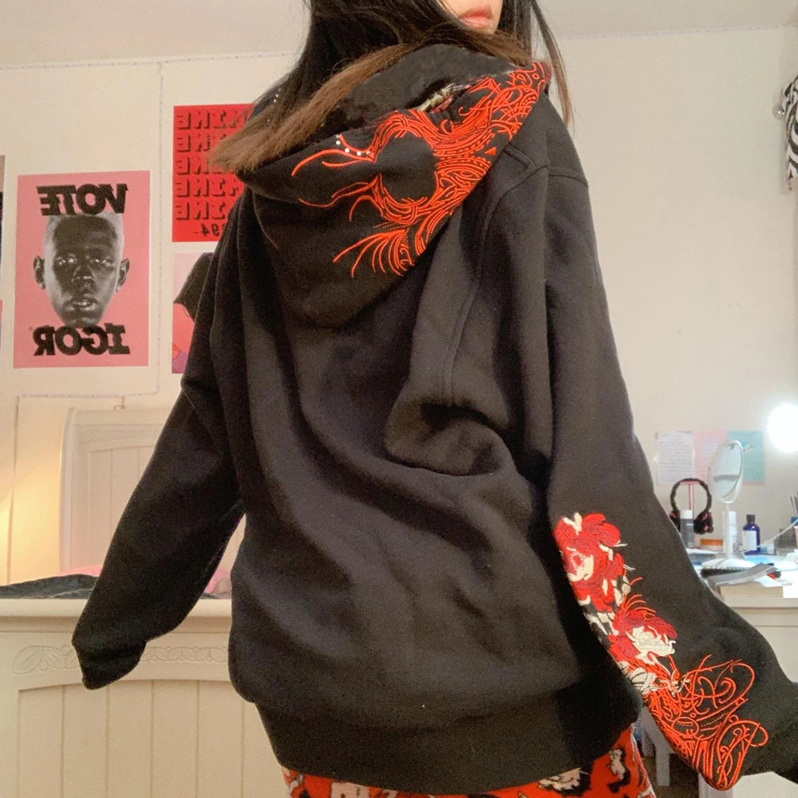 Dourbesty vintage gothic grunge schedel print hoodies met ritssluiting donkere academia harajuku sweatshirts autunm esthetische jas tops y 2k