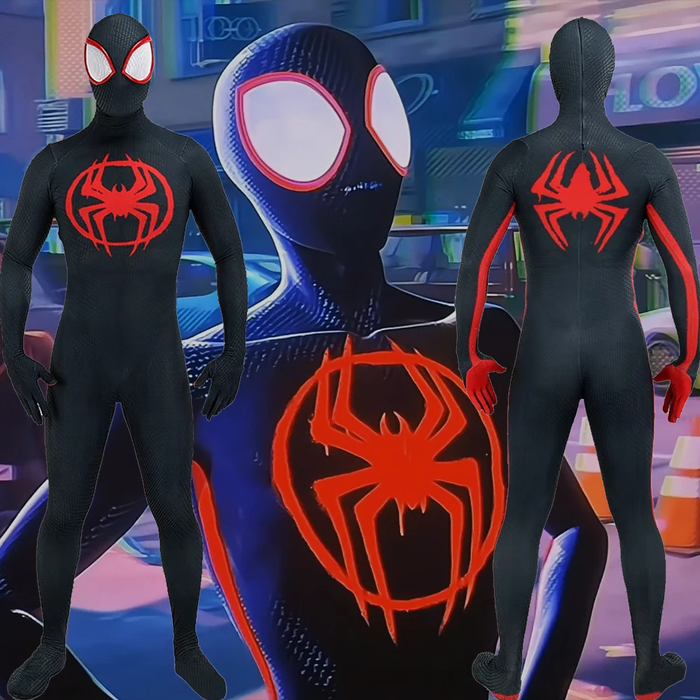 Across the Spider Verse Miles Morales Cosplay Supereroe Spandex Tuta Zentai Abiti Abiti Costume di Halloween Disfraces Para