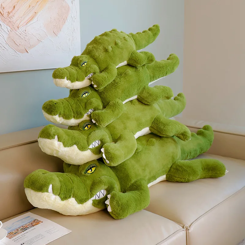 Simulation Large Soft Crocodile Plush Toy Fluffy Full Stuffed Animal Pillow Green Giant Alligator Sofa Cushion Kid Birthday Gift