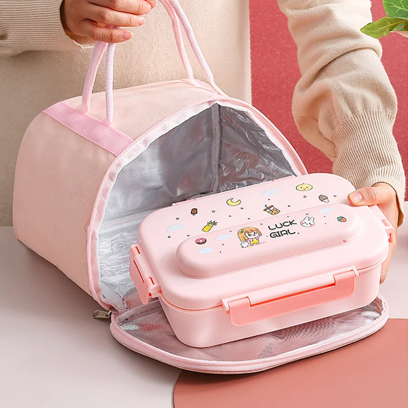 

Детский ланч-бокс из нержавеющей стали 304, портативный бенто-бокс со столовыми приборами, коробка для закусок для студентов, термосумка, контейнер для еды