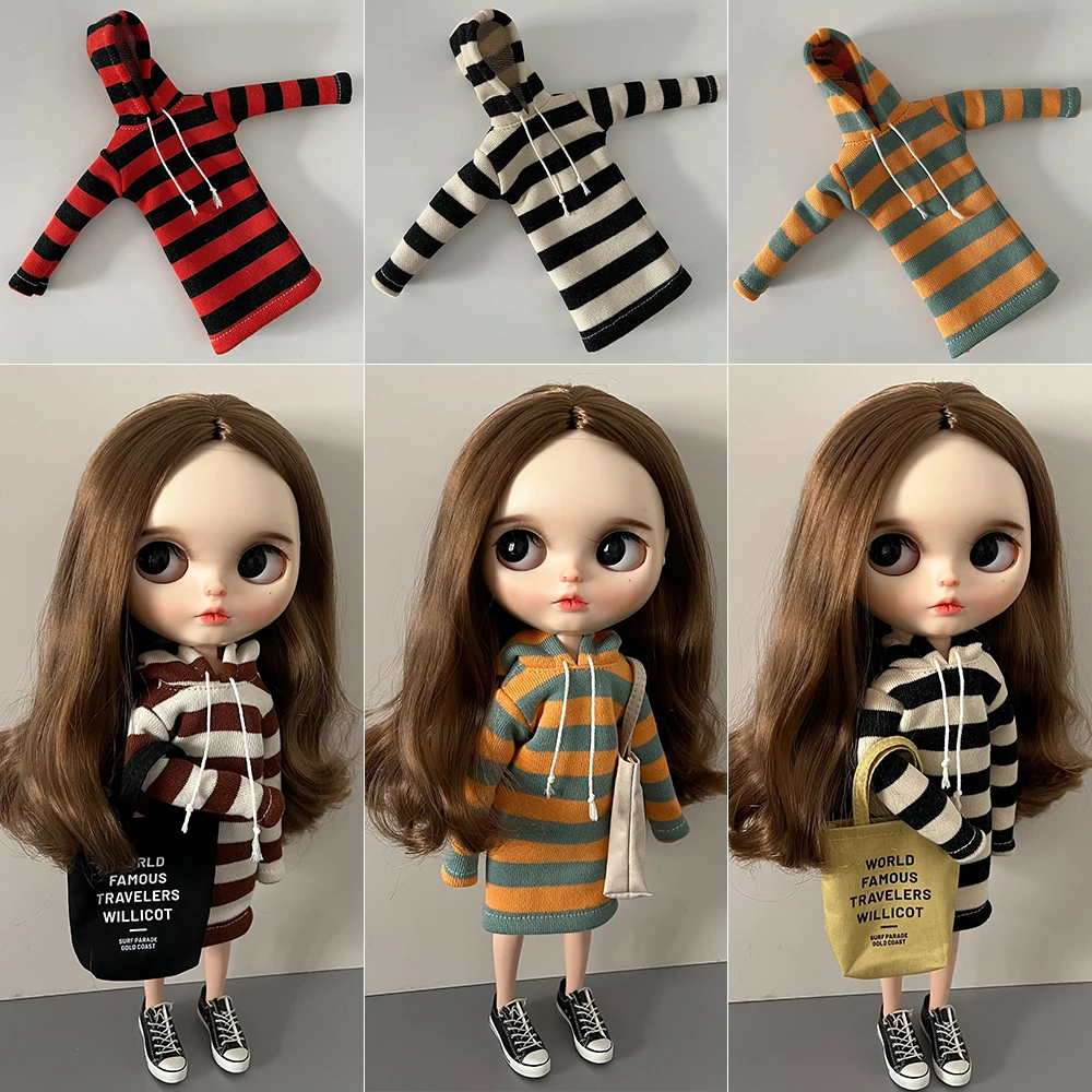 Ob22 Doll Long Striped Hoodie For Blythes Ymy Licca Azones Ob24 Ob27 Fr Doll