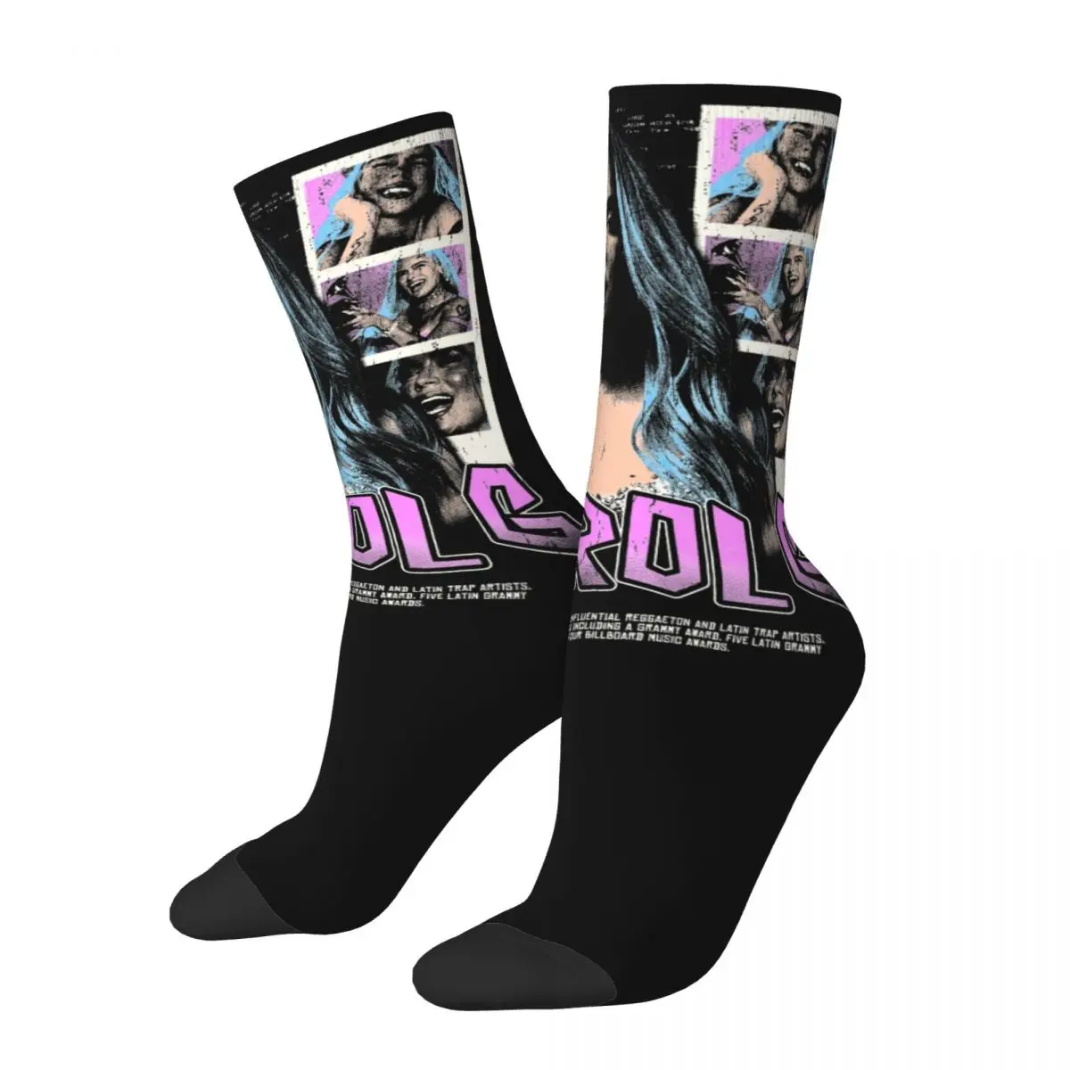 Retro Karol G Skateboard Socks Polyester Middle Tube Socks for Unisex Non-slip