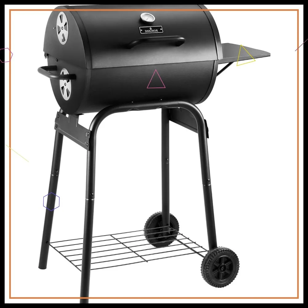 

Угольный гриль для барбекю на открытом воздухе с боковым столиком, кухонная решетка площадью 500 кв.в., регулируемый контроль тепла для кемпинга на заднем дворе