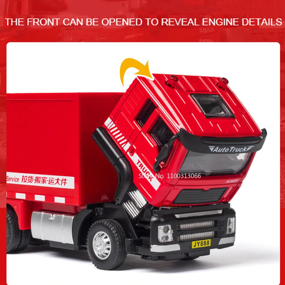 1/50 Container Transport Vehicle Model Cars Metal Diecast Toys with Light Sound Vehicles Wheel Pull Back Car Child Birthday Gift