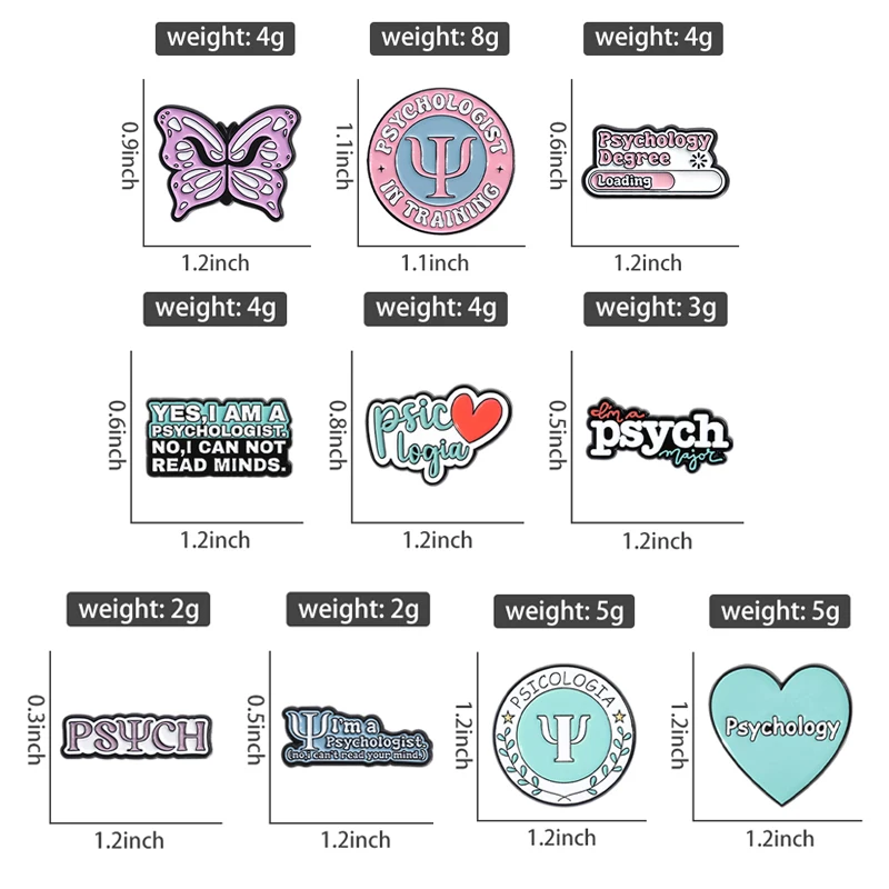Psychology Collection Badges Enamel Pins Funny Decor Collar Lapel Badges Psychologist In Training Butterfly Brooches Ornaments