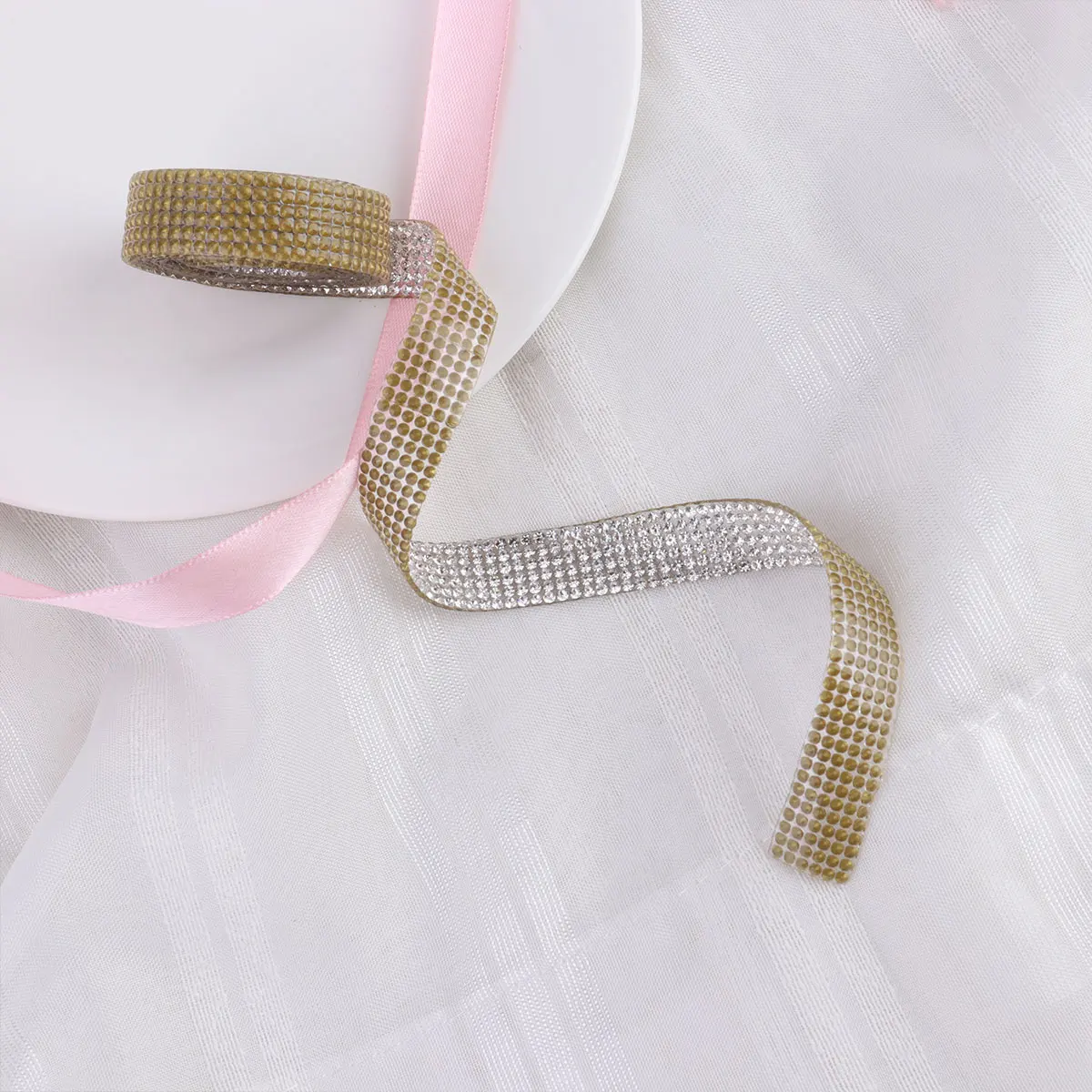 

Diamond Rhinestone Mesh Ribbon Bridal Dress Belt Trim Crystal Applique Decoration DIY Wedding Party Accessories