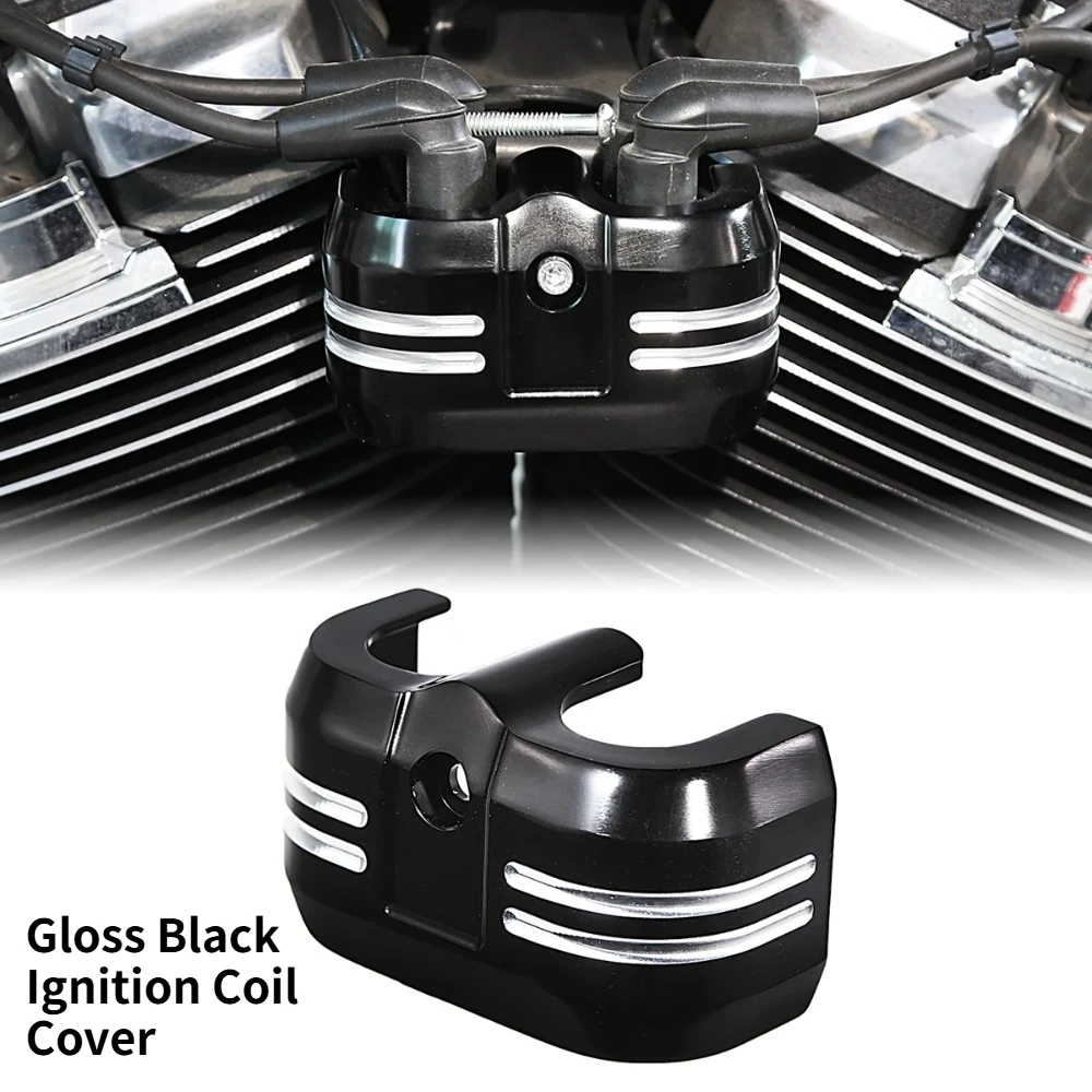 

Gloss Black Ignition Coil Cover For Harley Softail Fat Boy Slim Street Bob Breakout Low Rider 18-23