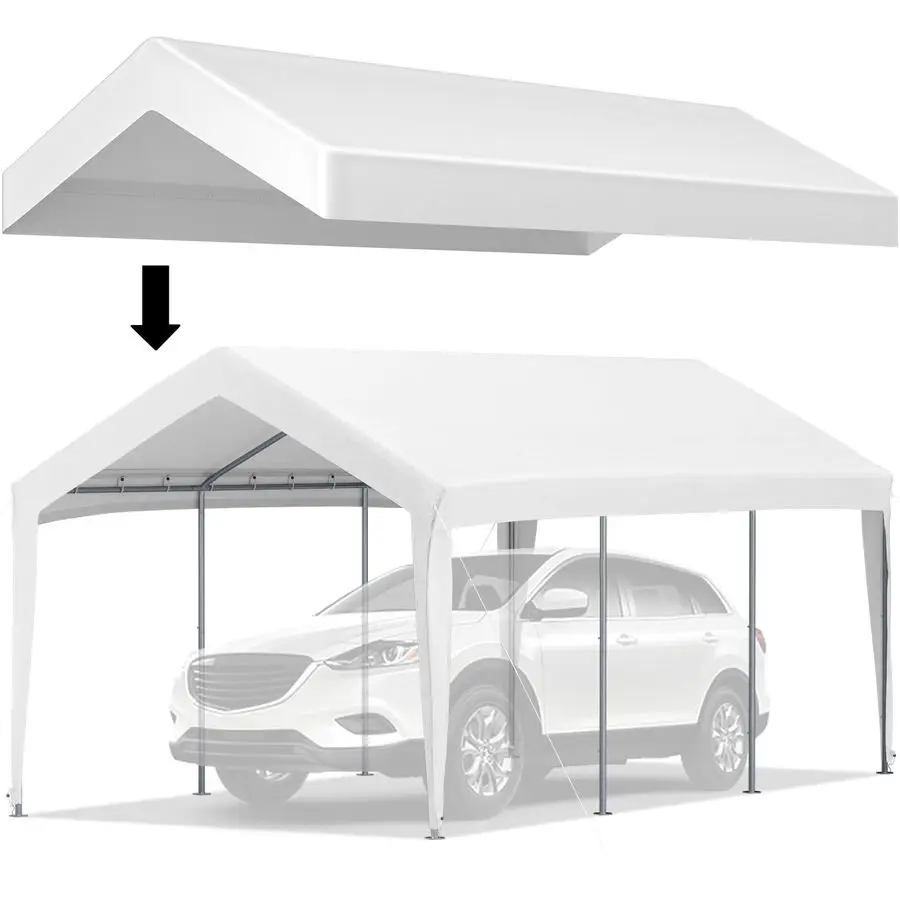 

Carport Replacement Canopy Cover, 10 x 20 ft, Ripstop TripleLayer PE Fabric Garage Top Tarp Shelter Cover, UV Resis Customizable