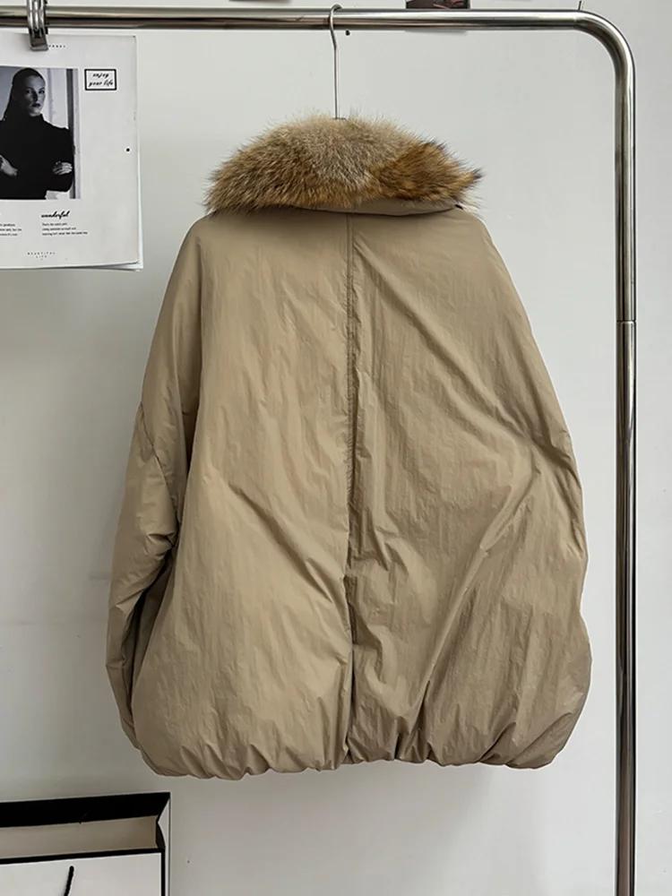 2023 neue Winter Warme Gans Unten Jacken Natürliche Echt Fox Pelz Kragen Frauen Puffer Jacken Dicke Mäntel Weibliche Outwear