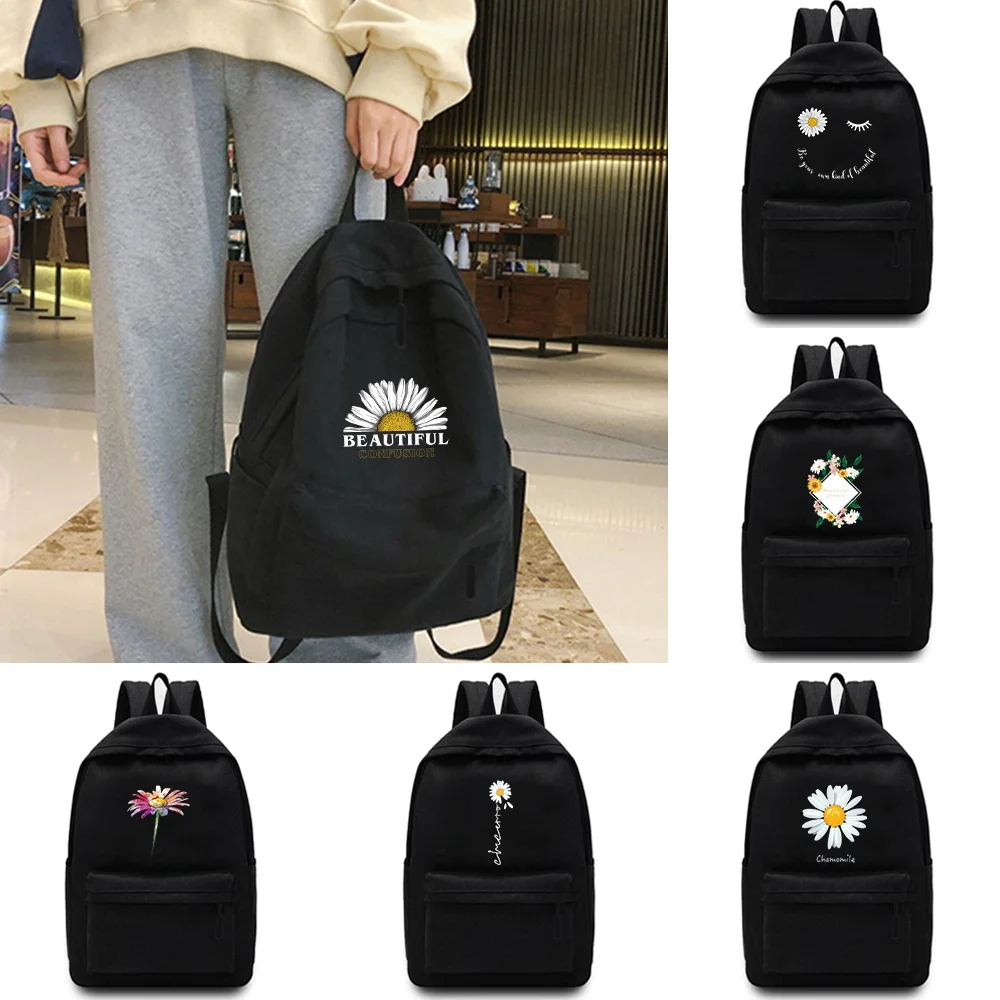 Women's Backpack Color Daisy Multifunction Double Zipper Teenager Laptop Backpack Student Shoulder Bag Korean Style Schoolbag